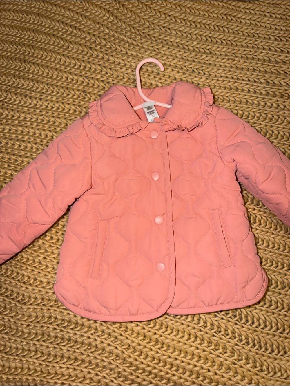 Little Me Quilted Pink Ruffle Collar Puffer Jacket 18M